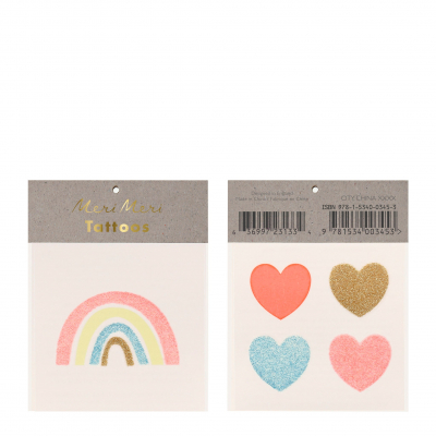Rainbow & Hearts Small Tattoos|Meri Meri