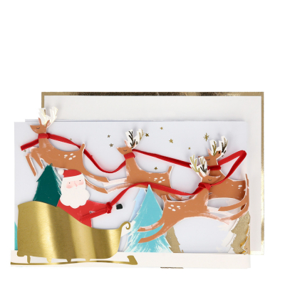 Santa's Sleigh 3D Scene Christmas Card|Meri Meri