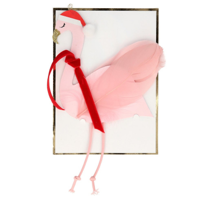 Jolly Flamingo Decoration Christmas Card|Meri Meri