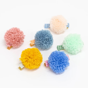 Gingham And Big Pom Pom Hair Clips|Meri Meri