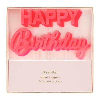 Happy Birthday Pink Acrylic Toppers|Meri Meri