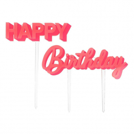 Happy Birthday Pink Acrylic Toppers|Meri Meri