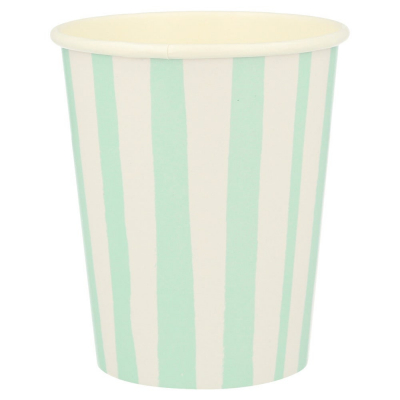 Mint Stripe Cups|Meri Meri
