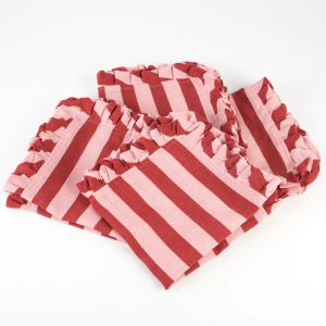 Red & Pink Stripe Ruffle Fabric Napkins|Meri Meri