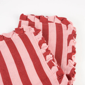 Red & Pink Stripe Ruffle Fabric Napkins|Meri Meri