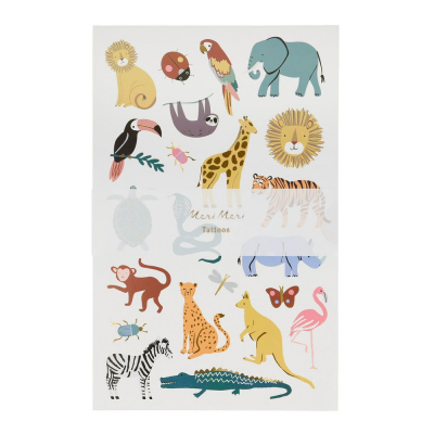 Wild Animals Tattoo Sheet|Meri Meri