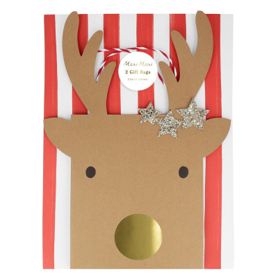 Medium Reindeer With Stars Gift Bags|Meri Meri