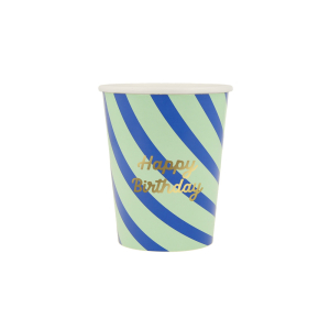 Stripe Happy Birthday Cups|Meri Meri