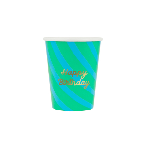 Stripe Happy Birthday Cups|Meri Meri