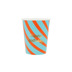 Stripe Happy Birthday Cups|Meri Meri