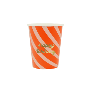 Stripe Happy Birthday Cups|Meri Meri