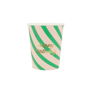 Stripe Happy Birthday Cups|Meri Meri