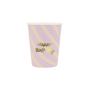 Stripe Happy Birthday Cups|Meri Meri