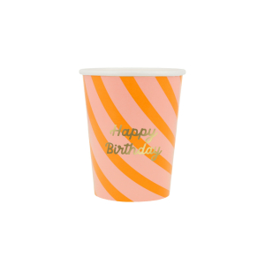 Stripe Happy Birthday Cups|Meri Meri