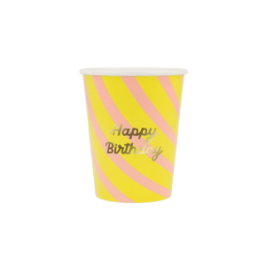 Stripe Happy Birthday Cups|Meri Meri