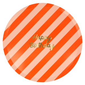 Stripe Happy Birthday Dinner Plates|Meri Meri