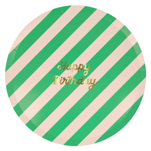 Stripe Happy Birthday Dinner Plates|Meri Meri