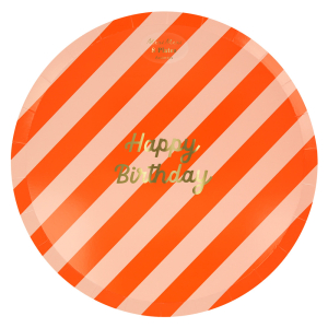 Stripe Happy Birthday Dinner Plates|Meri Meri