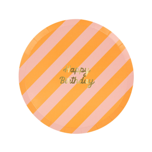 Stripe Happy Birthday Side Plates|Meri Meri