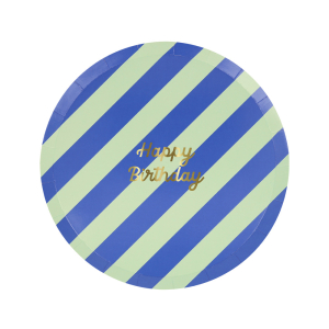 Stripe Happy Birthday Side Plates|Meri Meri