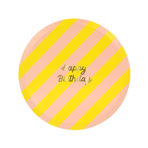 Stripe Happy Birthday Side Plates|Meri Meri