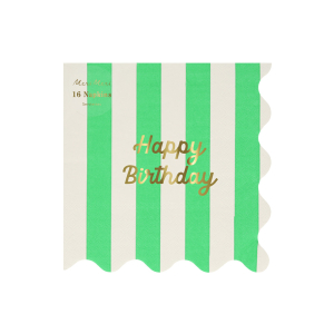 Stripe Happy Birthday Large Napkins|Meri Meri