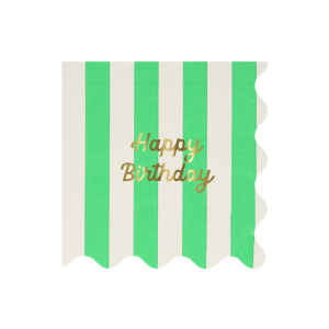 Stripe Happy Birthday Large Napkins|Meri Meri