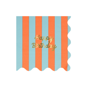 Stripe Happy Birthday Large Napkins|Meri Meri