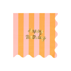 Stripe Happy Birthday Large Napkins|Meri Meri