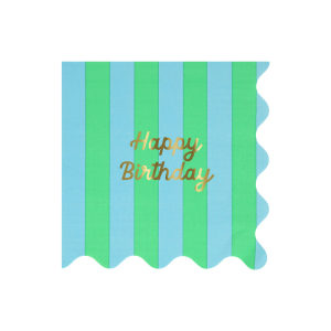 Stripe Happy Birthday Large Napkins|Meri Meri