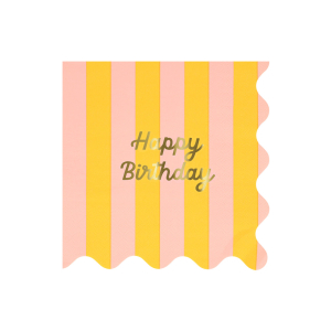 Stripe Happy Birthday Large Napkins|Meri Meri