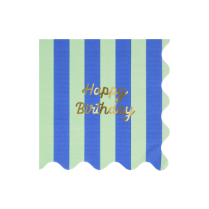 Stripe Happy Birthday Large Napkins|Meri Meri