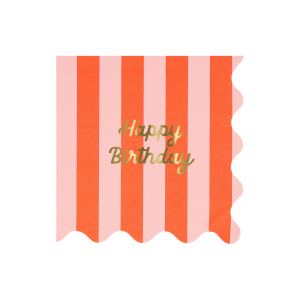 Stripe Happy Birthday Large Napkins|Meri Meri