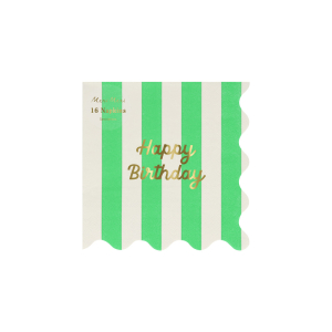 Stripe Happy Birthday Small Napkins|Meri Meri