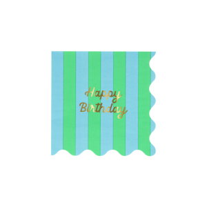 Stripe Happy Birthday Small Napkins|Meri Meri