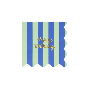 Stripe Happy Birthday Small Napkins|Meri Meri