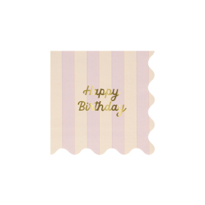 Stripe Happy Birthday Small Napkins|Meri Meri