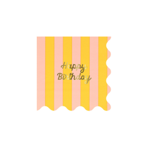 Stripe Happy Birthday Small Napkins|Meri Meri