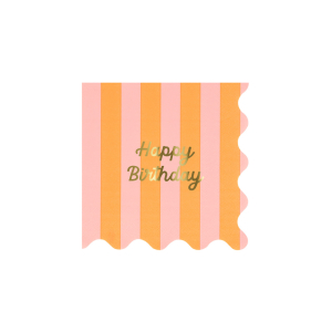 Stripe Happy Birthday Small Napkins|Meri Meri