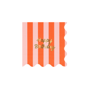 Stripe Happy Birthday Small Napkins|Meri Meri