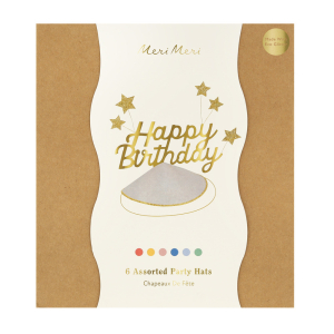 Happy Birthday & Stars Party Hats (glitter)|Meri Meri