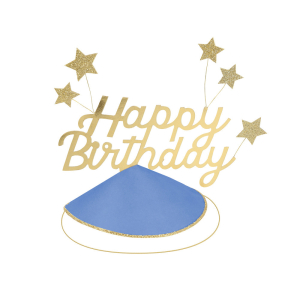 Happy Birthday & Stars Party Hats (glitter)|Meri Meri