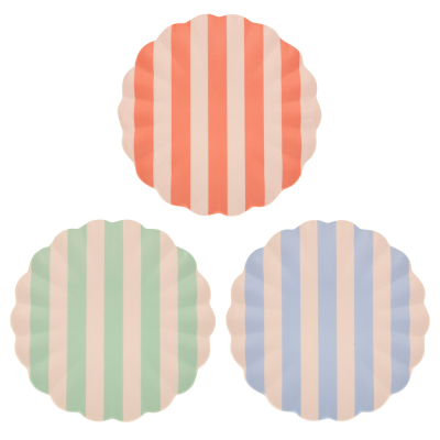 Stripy Reusable Bamboo Large Plates|Meri Meri