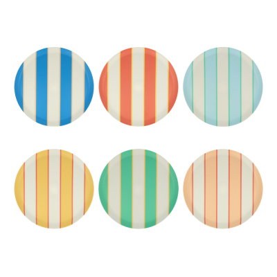 Mixed Stripe Recycled Plastic Small Plates|Meri Meri