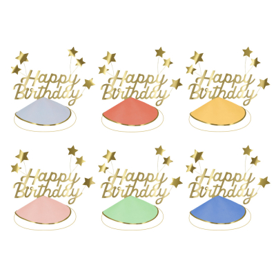 Happy Birthday & Stars Party Hats (FOIL)|Meri Meri