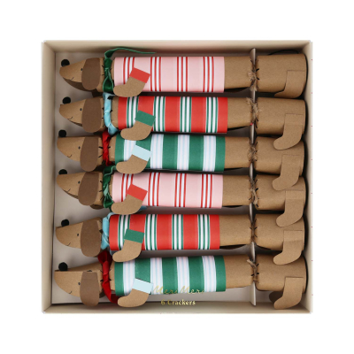Festive Stripe Sausage Dog Crackers|Meri Meri