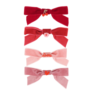 Velvet Bows With Charms Hair Clips