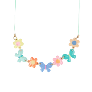 Butterflies & Flowers Enamel Charm Necklace