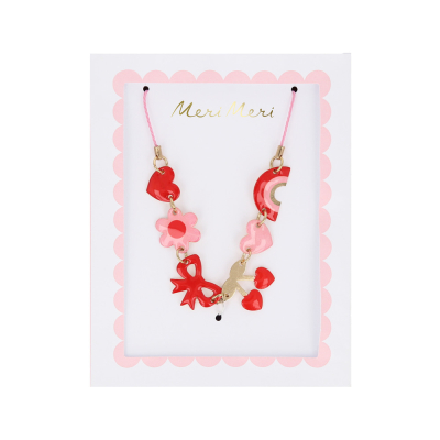 Hearts & Cherries Enamel Charm Necklace|Meri Meri