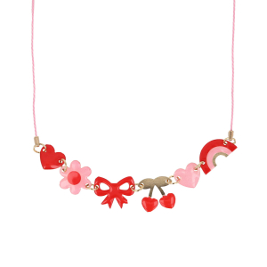 Hearts & Cherries Enamel Charm Necklace